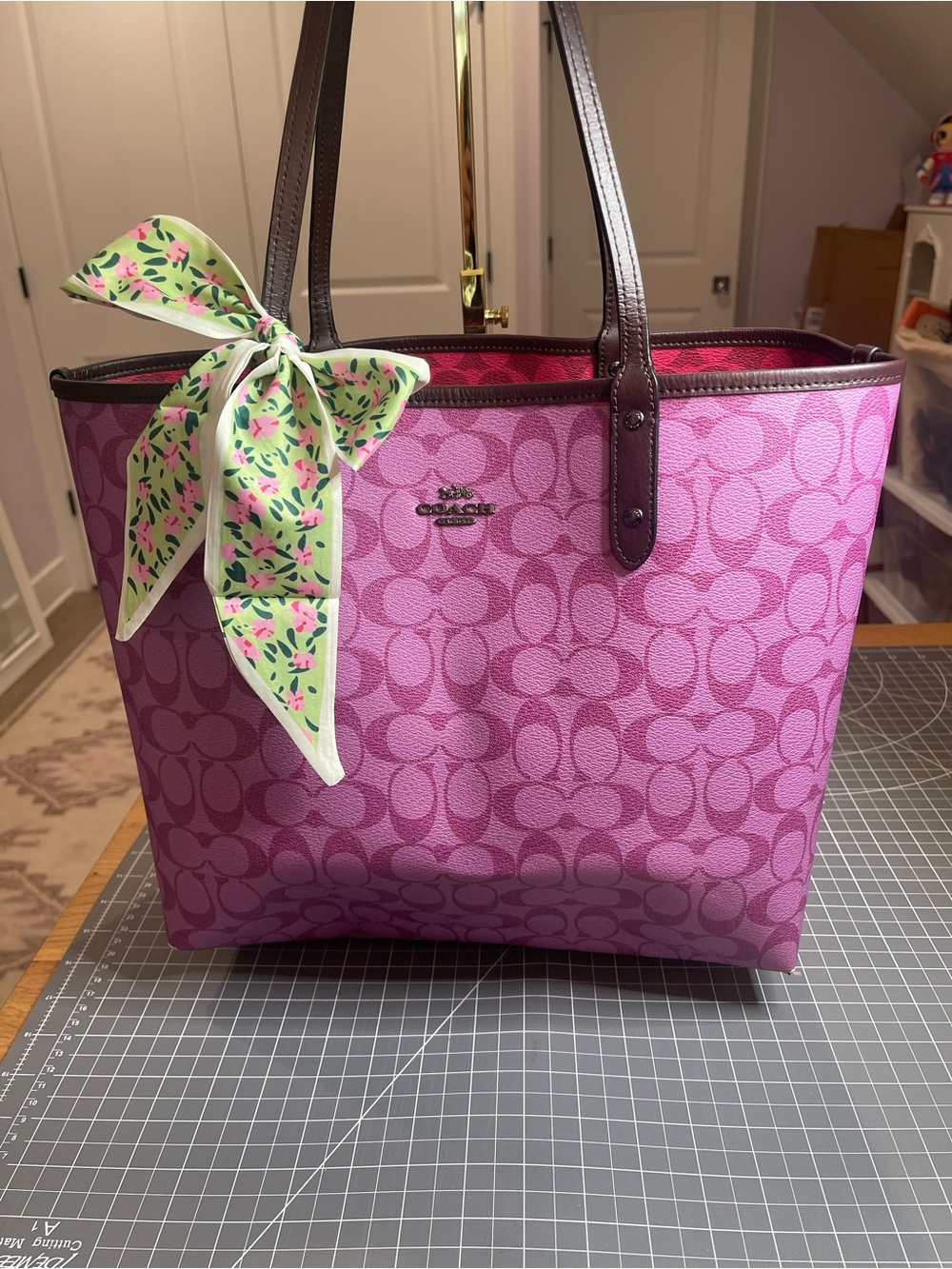 Coach Color Block Reversible City Tote Handbag